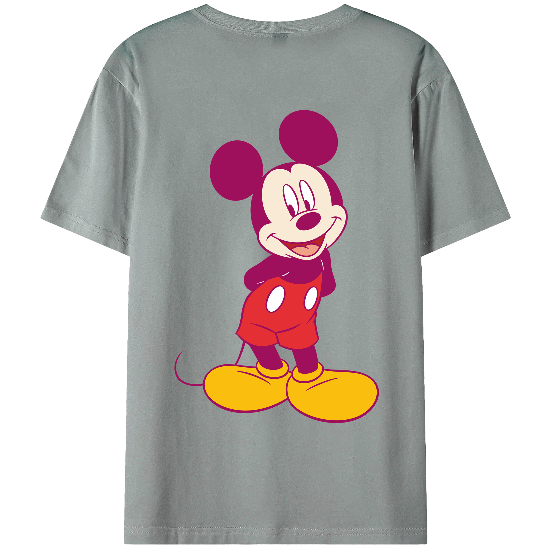 ミッキーマウス Mickey Mouse 綿100％ メンズ半袖Tシャツ（バックプリント） 通気性